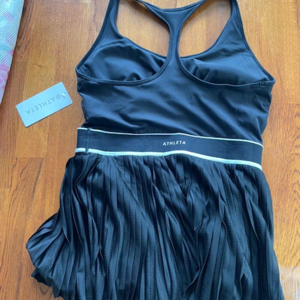 Athleta Power Serve tennis dress, black, new w/tags, size L